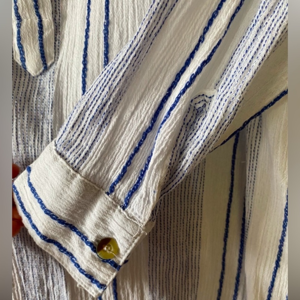 Blue Island 100% Cotton Embroidered Beach Tunic Swim Cover M - Picture 4 of 13